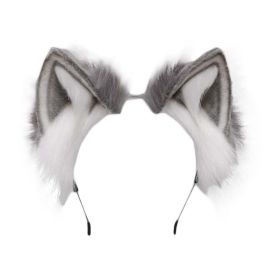 Grey Plush Cat Ears Hairband Cosplay Fluffy Dog Fox Animal Ears Headband Halloween Cosplay Party Costume Hair Hoop