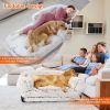 Large Foldable Human Size Dog Bed With Pillow Blanket Flurry Plush Napping Human-Sized Dog Bed