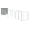 Dog House with Run Light Gray 65"x420.1"x71.3" Galvanized Steel