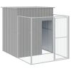 Dog House with Run Light Gray 65"x420.1"x71.3" Galvanized Steel