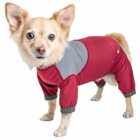 Dog Helios 'Tail Runner' Lightweight 4-Way-Stretch Breathable Full Bodied Performance Dog Track Suit (Color: Red, size: medium)