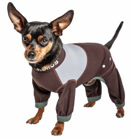 Dog Helios 'Tail Runner' Lightweight 4-Way-Stretch Breathable Full Bodied Performance Dog Track Suit (Color: Brown, size: medium)