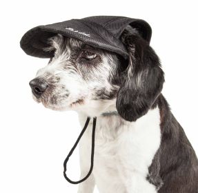 Pet Life 'Cap-Tivating' Uv Protectant Adjustable Fashion Dog Hat Cap (Color: Black, size: medium)