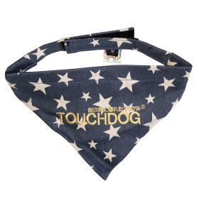 Touchdog 'Bad-to-the-Bone' Star Patterned Fashionable Velcro Bandana (Color: Blue, size: small)