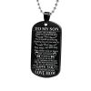 Family Necklaces Dog Tags Dad\mom To Son\daugthter Pendant Inspirational Necklace Metal military Dog tag Engraving Steel Gift