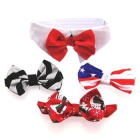 White Collar Bow Tie Set with 4 Interchangeable Bows (size: 2X-Large)