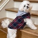 Weekender Dog Sweatshirt Hoodie - Red & Black Plaid Flannel (size: large)